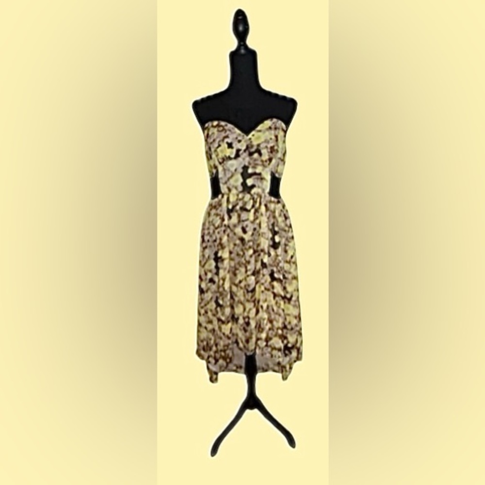 πROMEO & JULIET COUTURE! HIGH-LOW DRESS! SUPER SLEEK! SHEER TOP & SIDE PANELS! - Picture 1 of 16